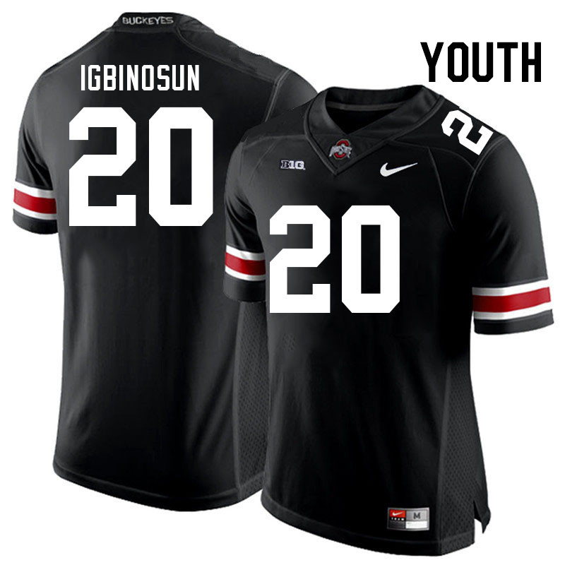 Ohio State Buckeyes Davison Igbinosun Youth #20 Black Authentic Stitched College Football Jersey